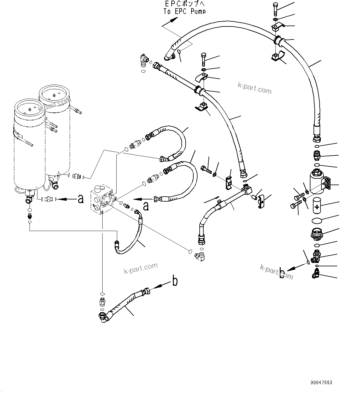 Komatsu parts book diagram for WD600-6R S/N 61001-UP: BRAKE BOX PIPING, CHARGE VALVE PIPING(#60001-)