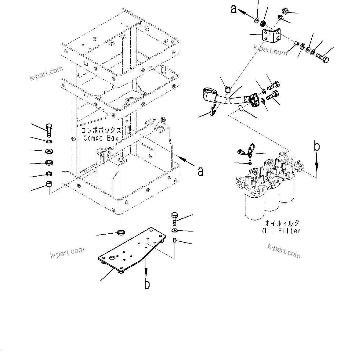 Komatsu parts book diagram for WD600-6R S/N 61001-UP: BRAKE BOX PIPING, OIL FILTER PIPING(#60001-)
