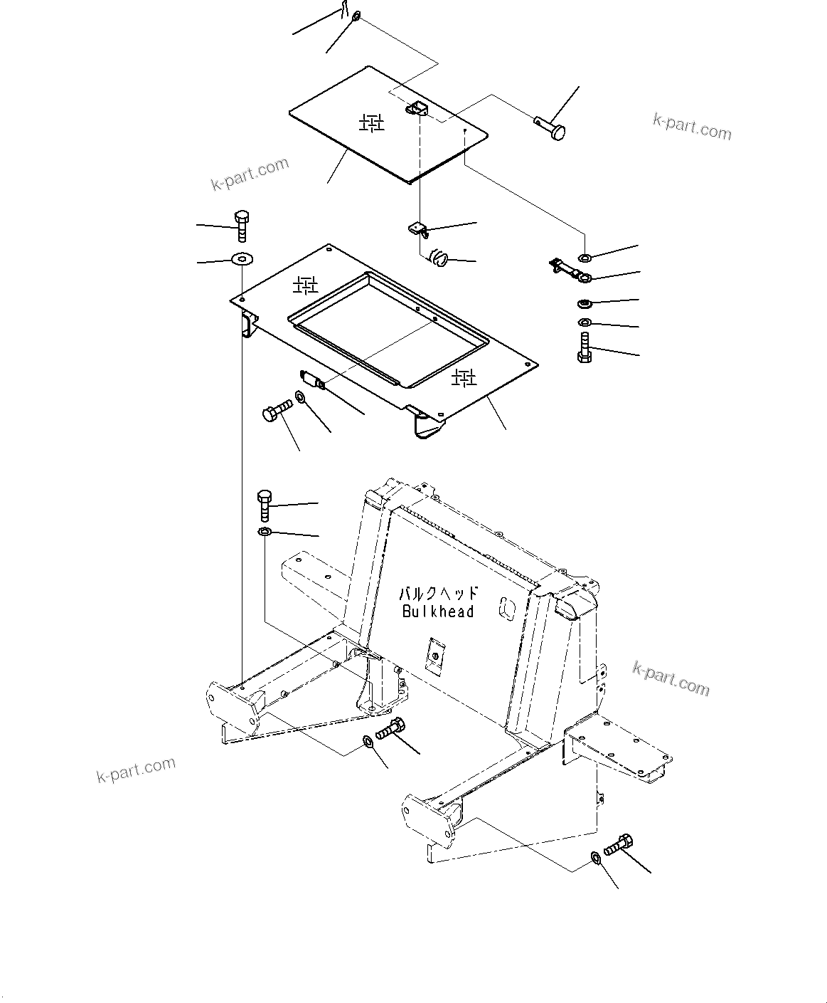 Komatsu parts book diagram for WD600-6R S/N 61001-UP: BULKHEAD, (#60001-)