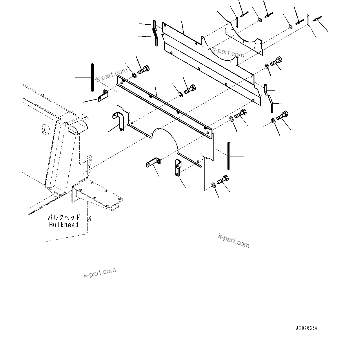 Komatsu parts book diagram for WD600-6R S/N 61001-UP: HOOD, BULKHEAD COVER (1/3)(#60001-)
