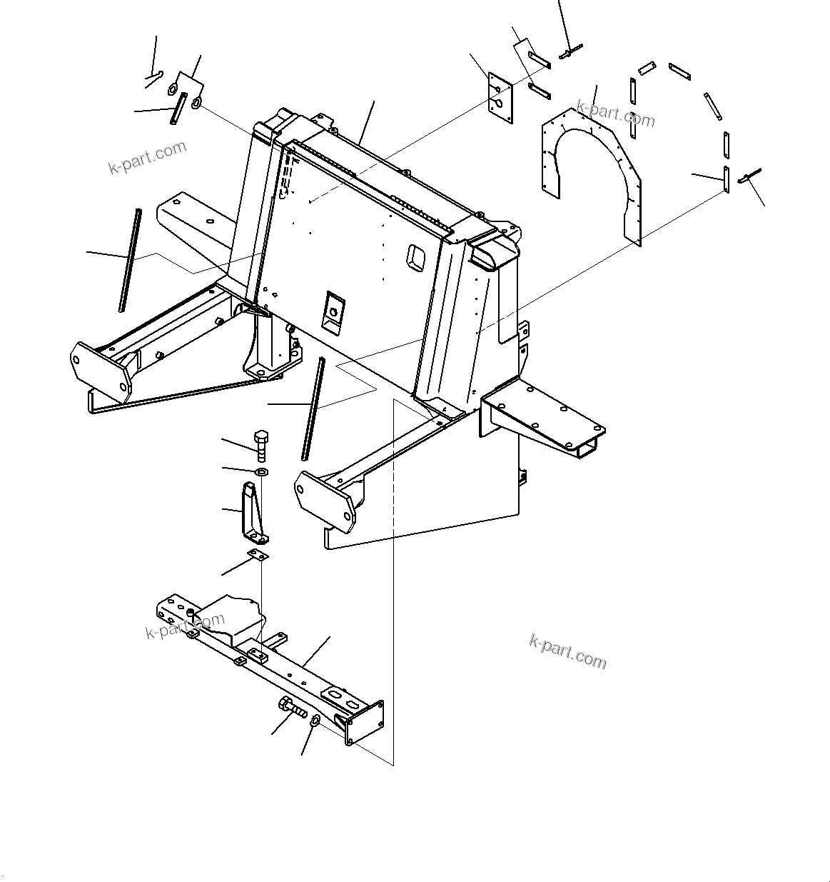 Komatsu parts book diagram for WD600-6R S/N 61001-UP: HOOD, BULKHEAD(#60001-)