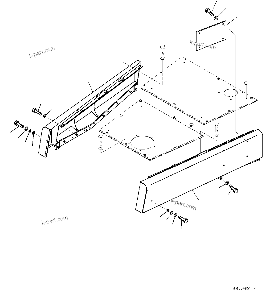 Komatsu parts book diagram for WD600-6R S/N 61001-UP: HOOD, SIDE(#60001-60022)