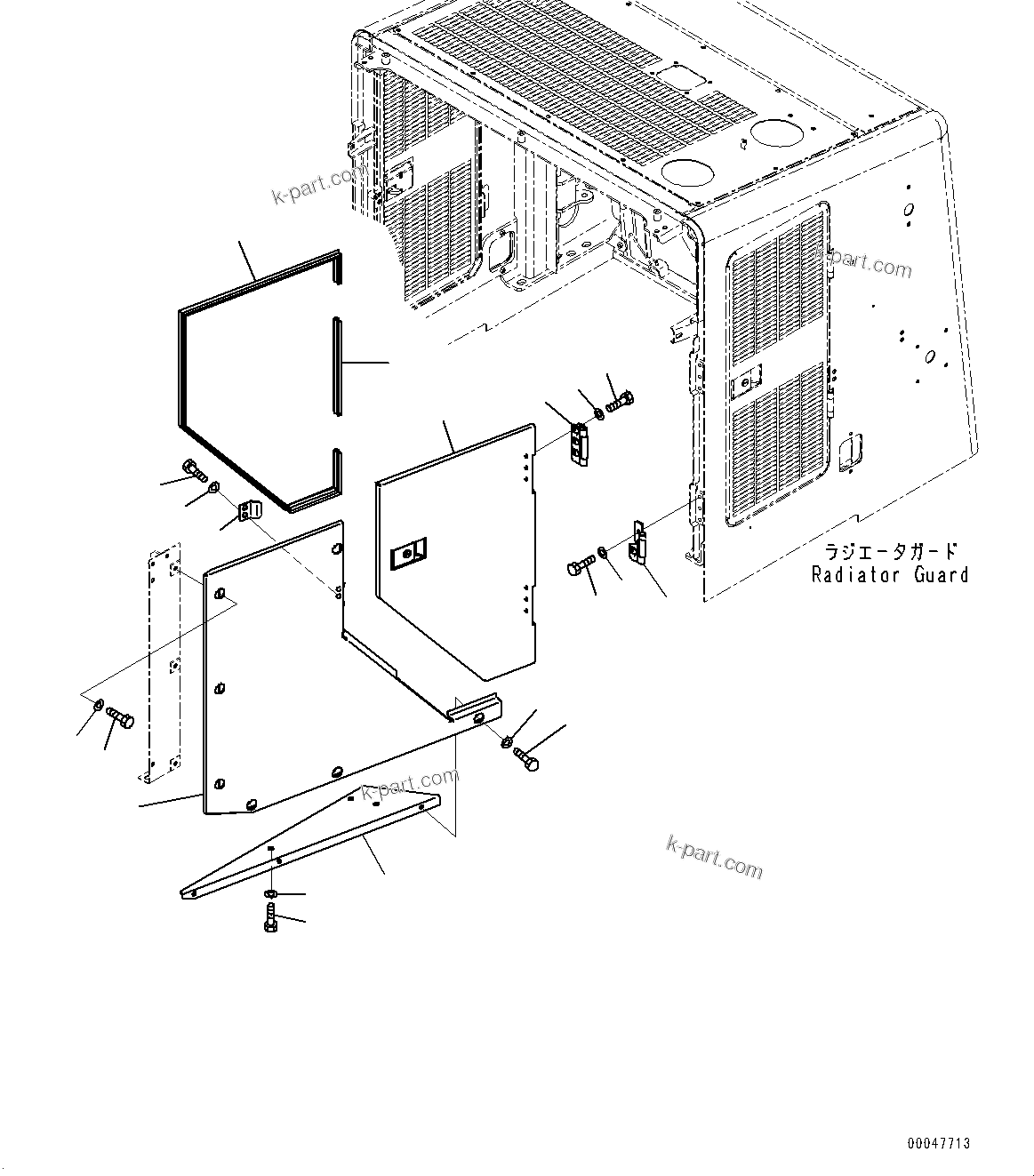 Komatsu parts book diagram for WD600-6R S/N 61001-UP: HOOD, DOOR, L.H.(#60001-)