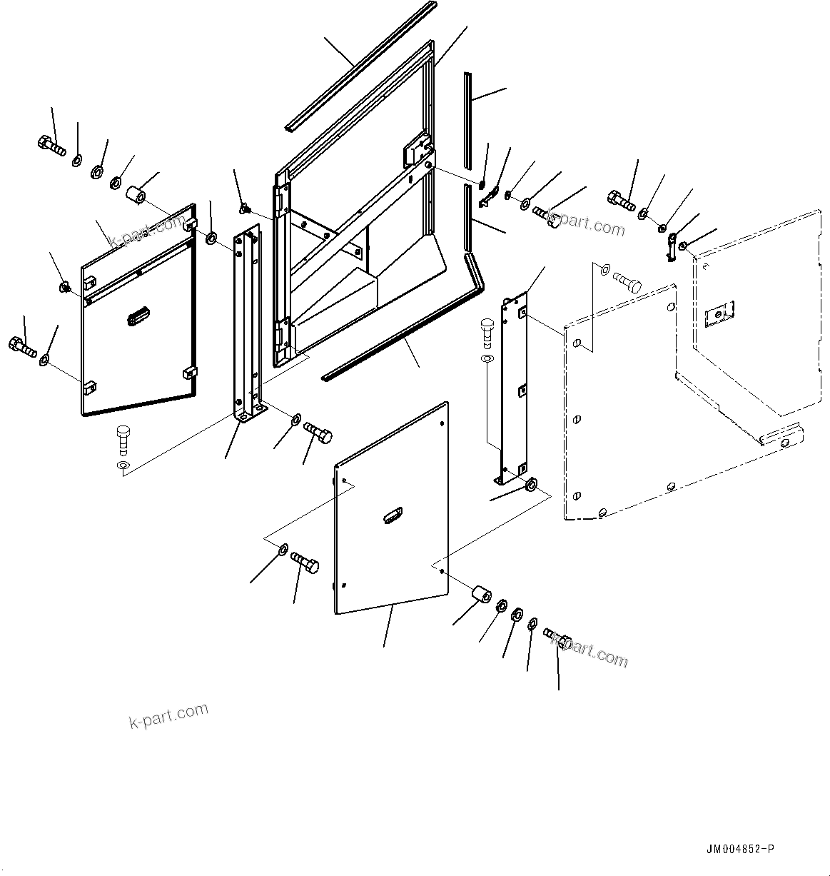 Komatsu parts book diagram for WD600-6R S/N 61001-UP: HOOD, DOOR, R.H.(#60001-)