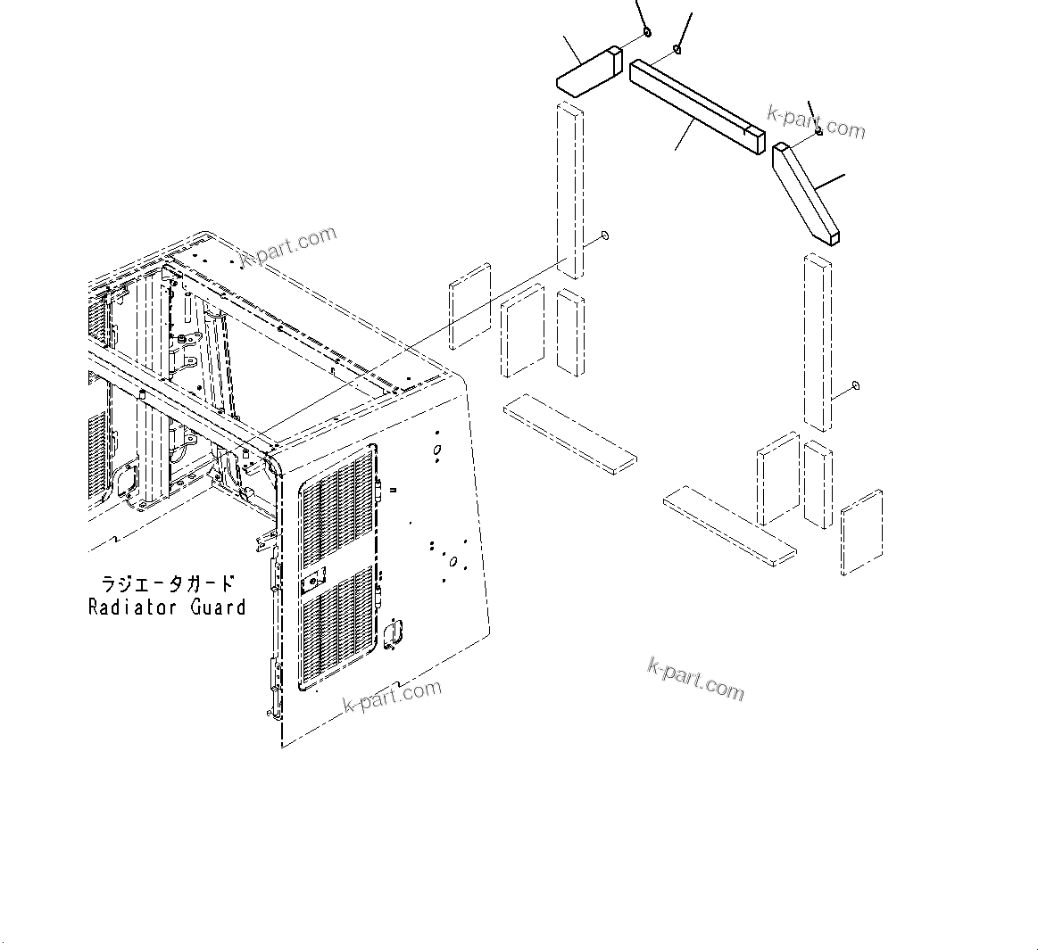 Komatsu parts book diagram for WD600-6R S/N 61001-UP: HOOD, BAFFLE (1/2)(#60001-)
