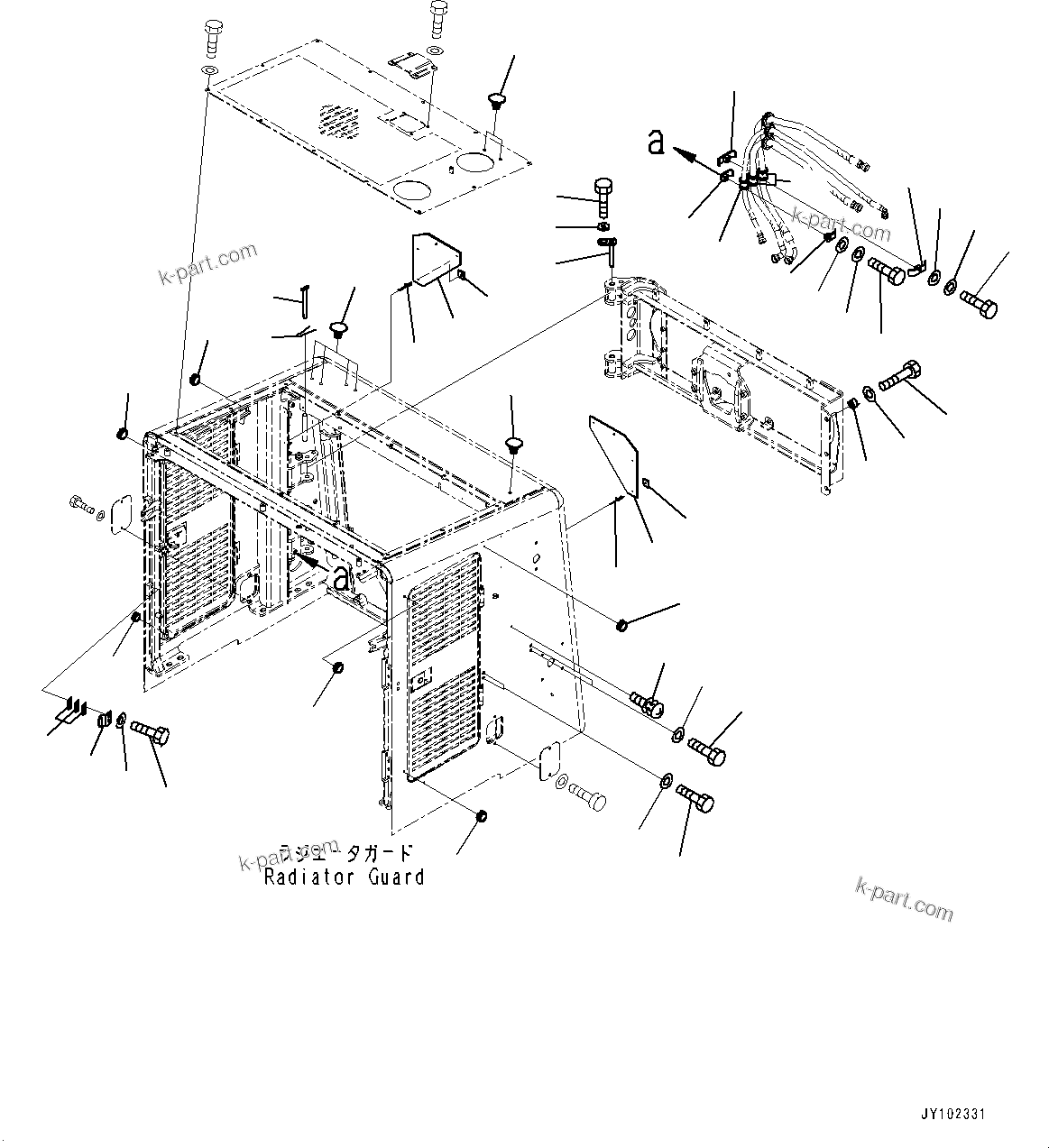 Komatsu parts book diagram for WD600-6R S/N 61001-UP: HOOD, MOUNTING (1/4)(#60014-)