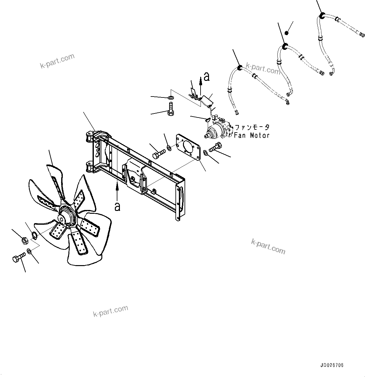 Komatsu parts book diagram for WD600-6R S/N 61001-UP: HOOD, FAN MOTOR RELATED PARTS(#60001-)