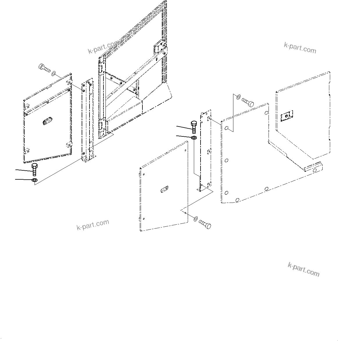 Komatsu parts book diagram for WD600-6R S/N 61001-UP: HOOD, MOUNTING (2/4)(#60001-)