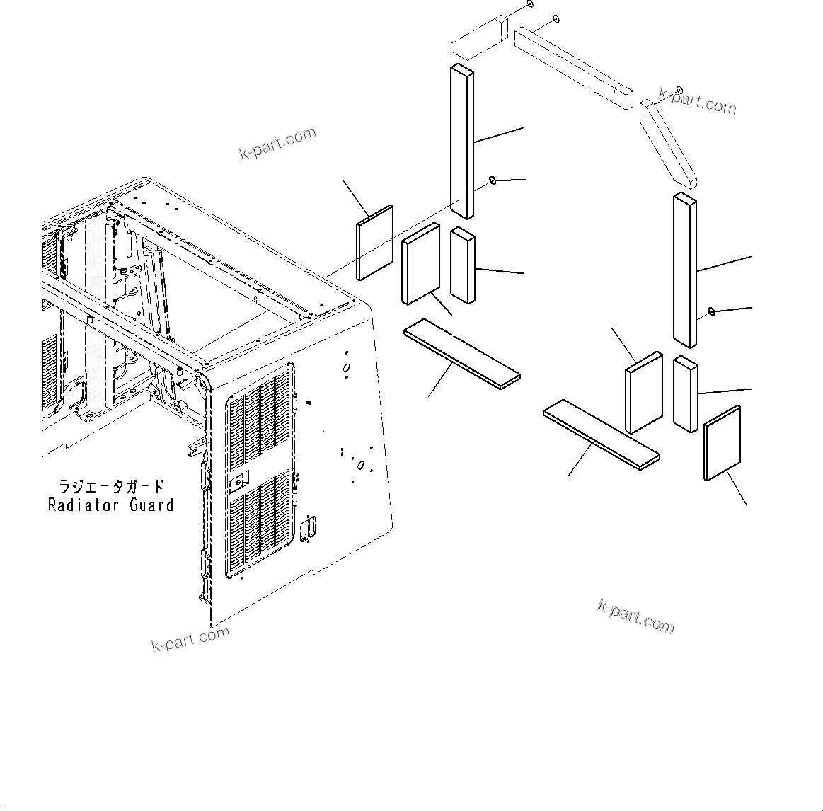 Komatsu parts book diagram for WD600-6R S/N 61001-UP: HOOD, BAFFLE (2/2)(#60001-)