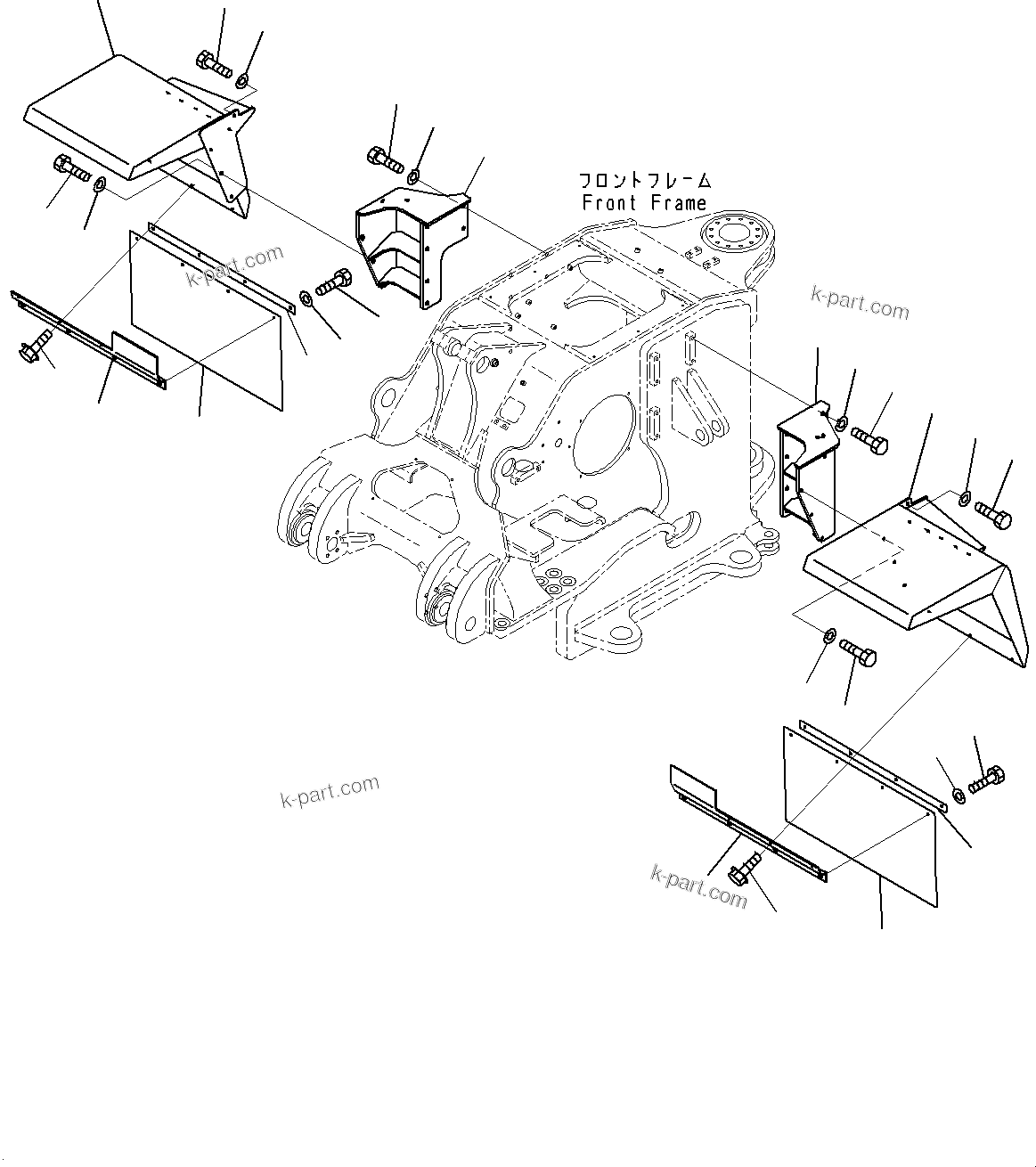 Komatsu parts book diagram for WD600-6R S/N 61001-UP: FRONT FENDER, (#60001-)