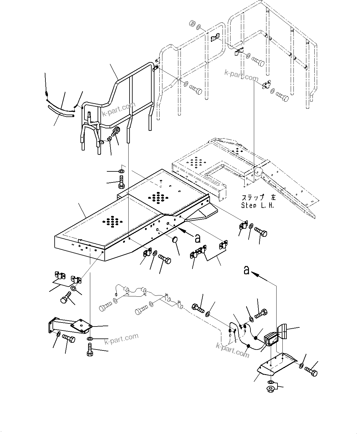 Komatsu parts book diagram for WD600-6R S/N 61001-UP: LADDER, PLATFORM (1/3)(#60001-)