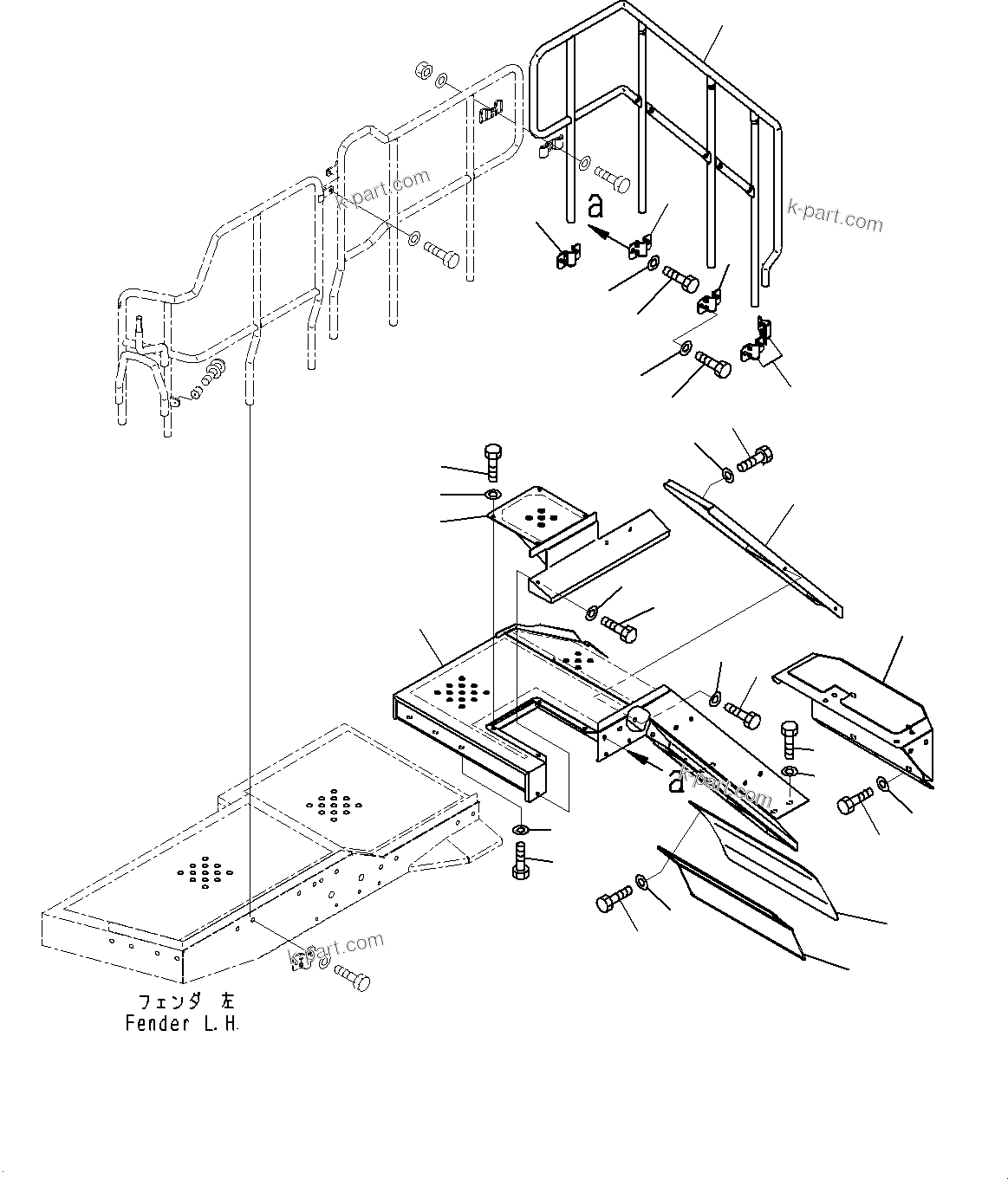 Komatsu parts book diagram for WD600-6R S/N 61001-UP: LADDER, PLATFORM (2/3)(#60001-)