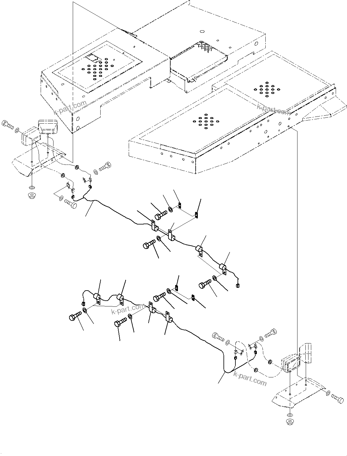 Komatsu parts book diagram for WD600-6R S/N 61001-UP: LADDER, WIRING HARNESS (WITH ADDITIONAL WORKING LAMP)(#60001-)
