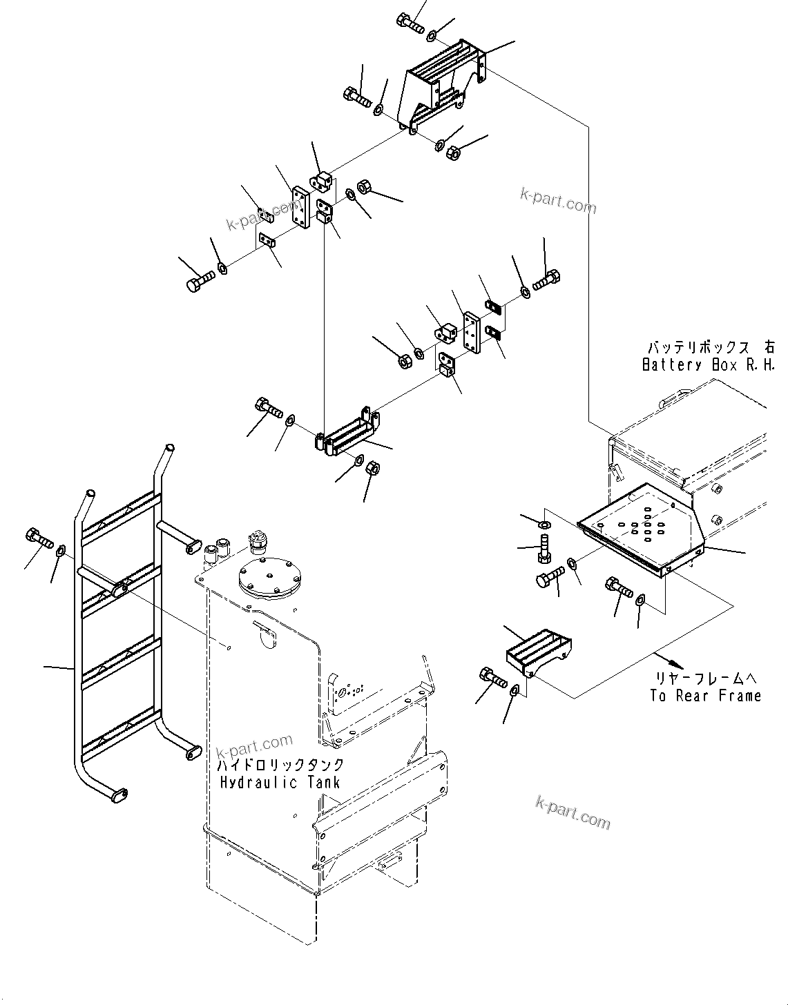Komatsu parts book diagram for WD600-6R S/N 61001-UP: LADDER, STEP(#60001-)
