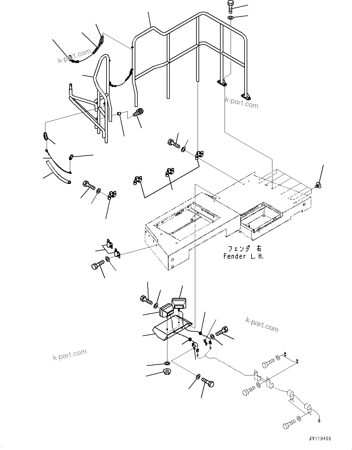 Komatsu parts book diagram for WD600-6R S/N 61001-UP: LADDER, HANDRAIL(#60001-)