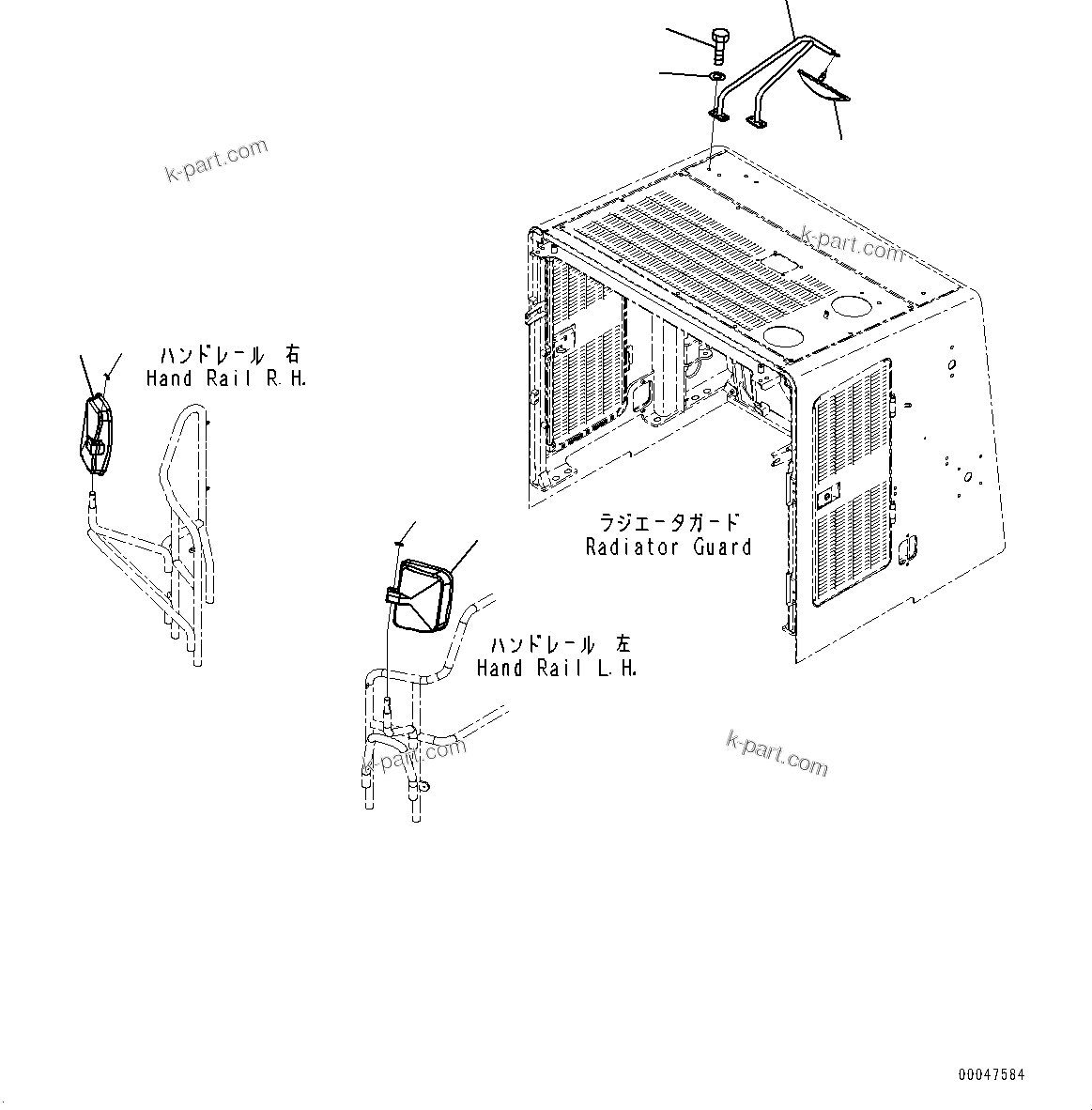 Komatsu parts book diagram for WD600-6R S/N 61001-UP: SIDEVIEW MIRROR, (#60001-)