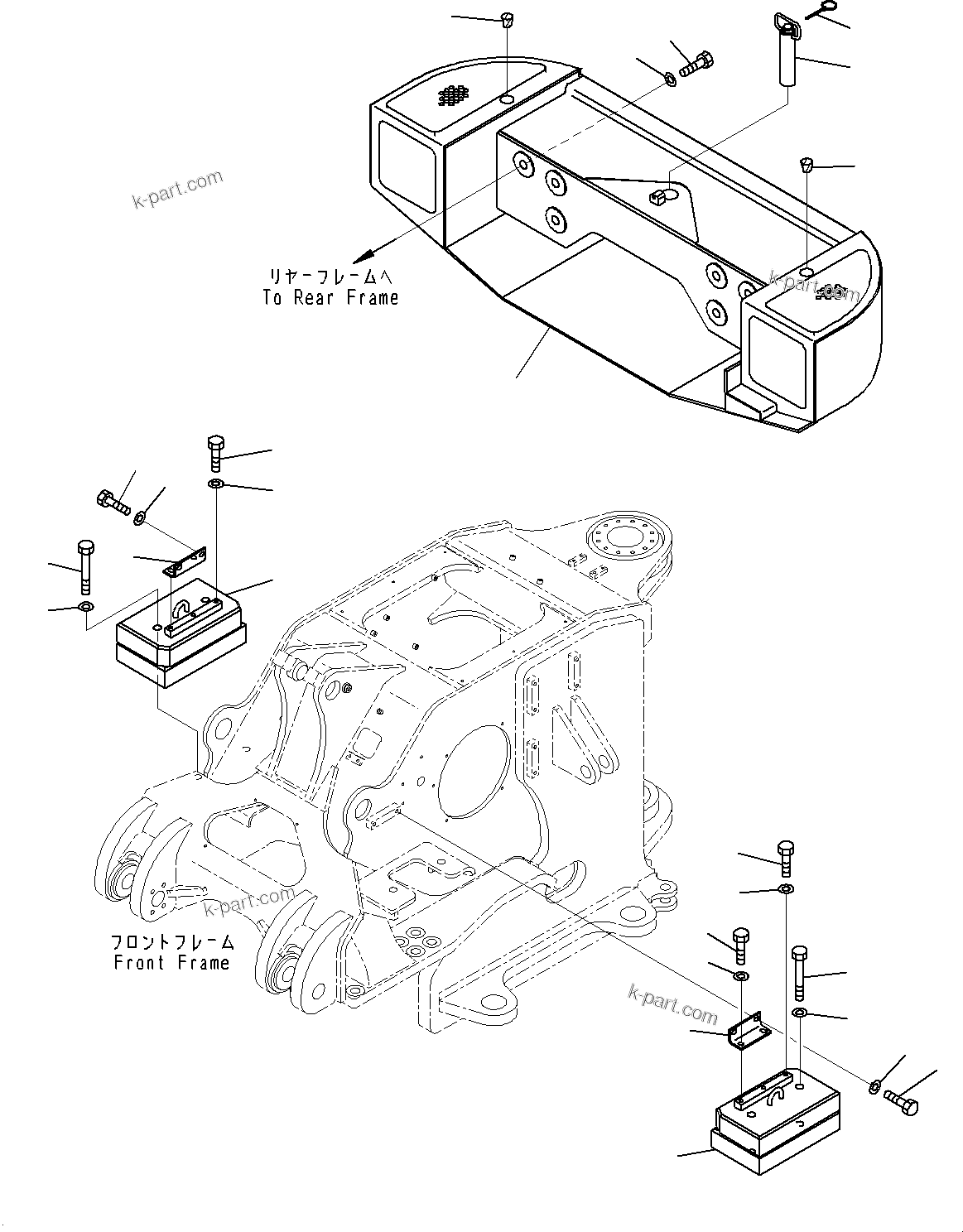 Komatsu parts book diagram for WD600-6R S/N 61001-UP: COUNTERWEIGHT, (#60001-)