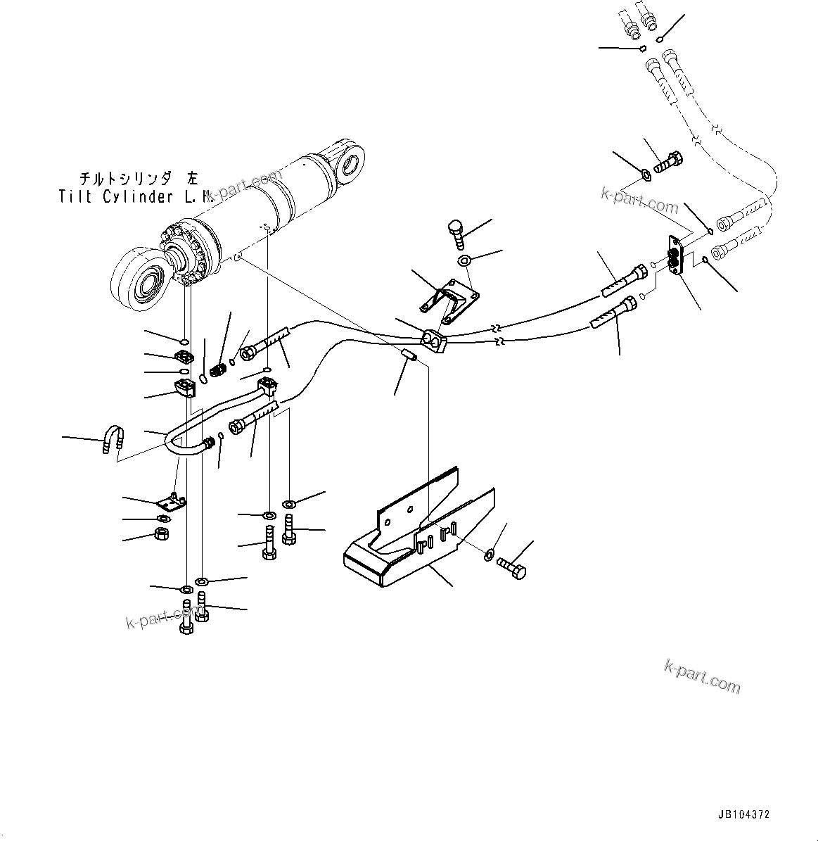 Komatsu parts book diagram for WD600-6R S/N 61001-UP: DOZER FRAME AND BLADE LINKAGE, HYDRAULIC OIL PIPING (1/2)(#61001-)