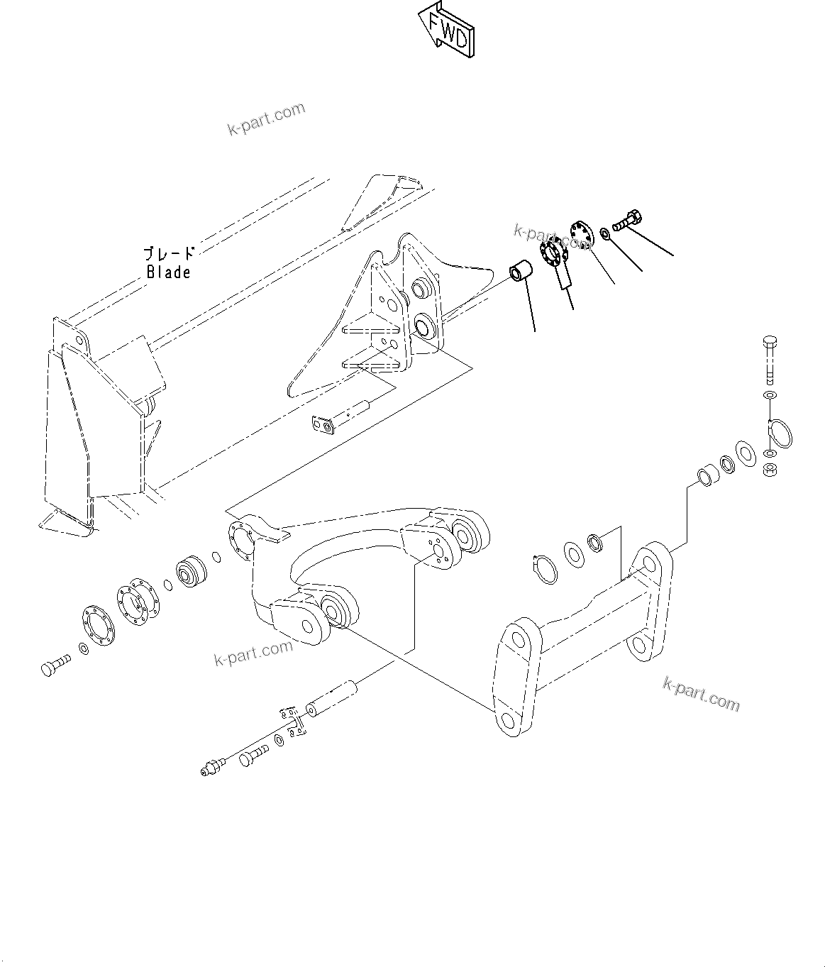 Komatsu parts book diagram for WD600-6R S/N 61001-UP: BLADE, LINK(#60023-)