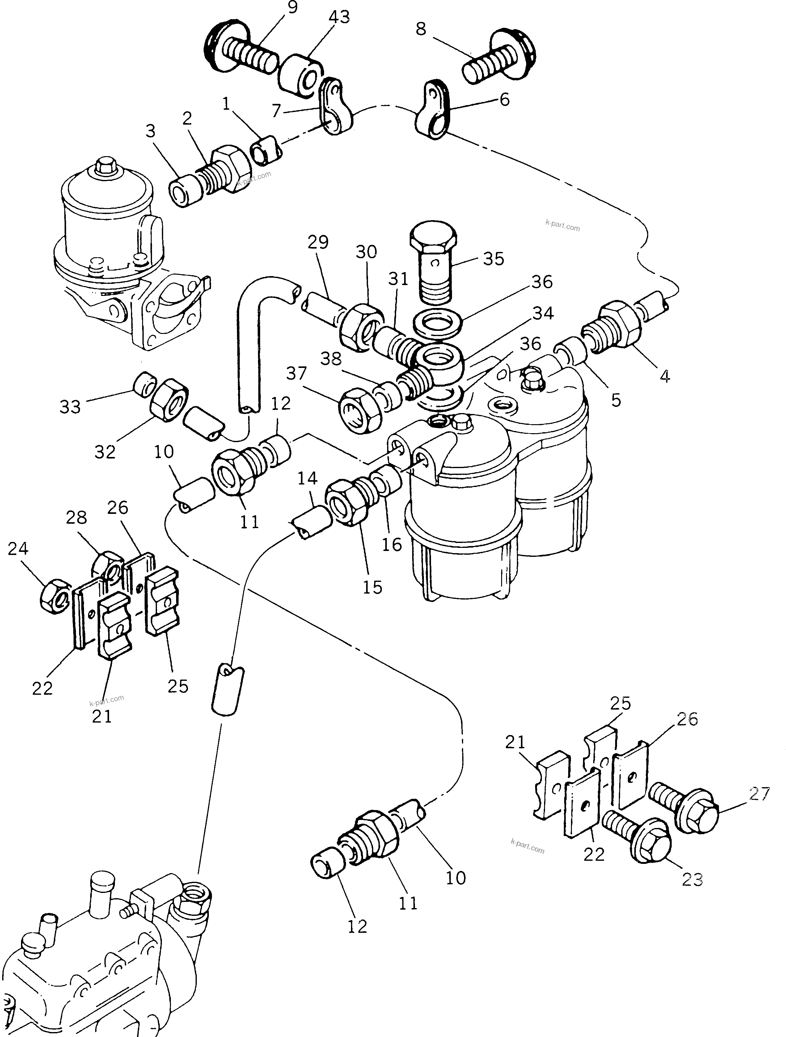Komatsu parts book diagram for 1006-6TLR2-PC S/N U547826W-UP: LOW PRESSURE FUEL SYSTEM