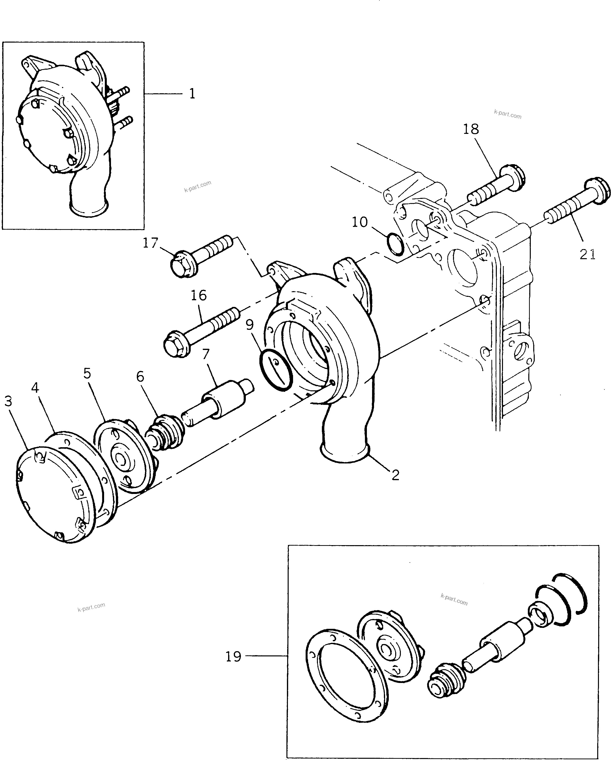 Komatsu parts book diagram for 1006-6TLR2-PC S/N U547826W-UP: WATER PUMP
