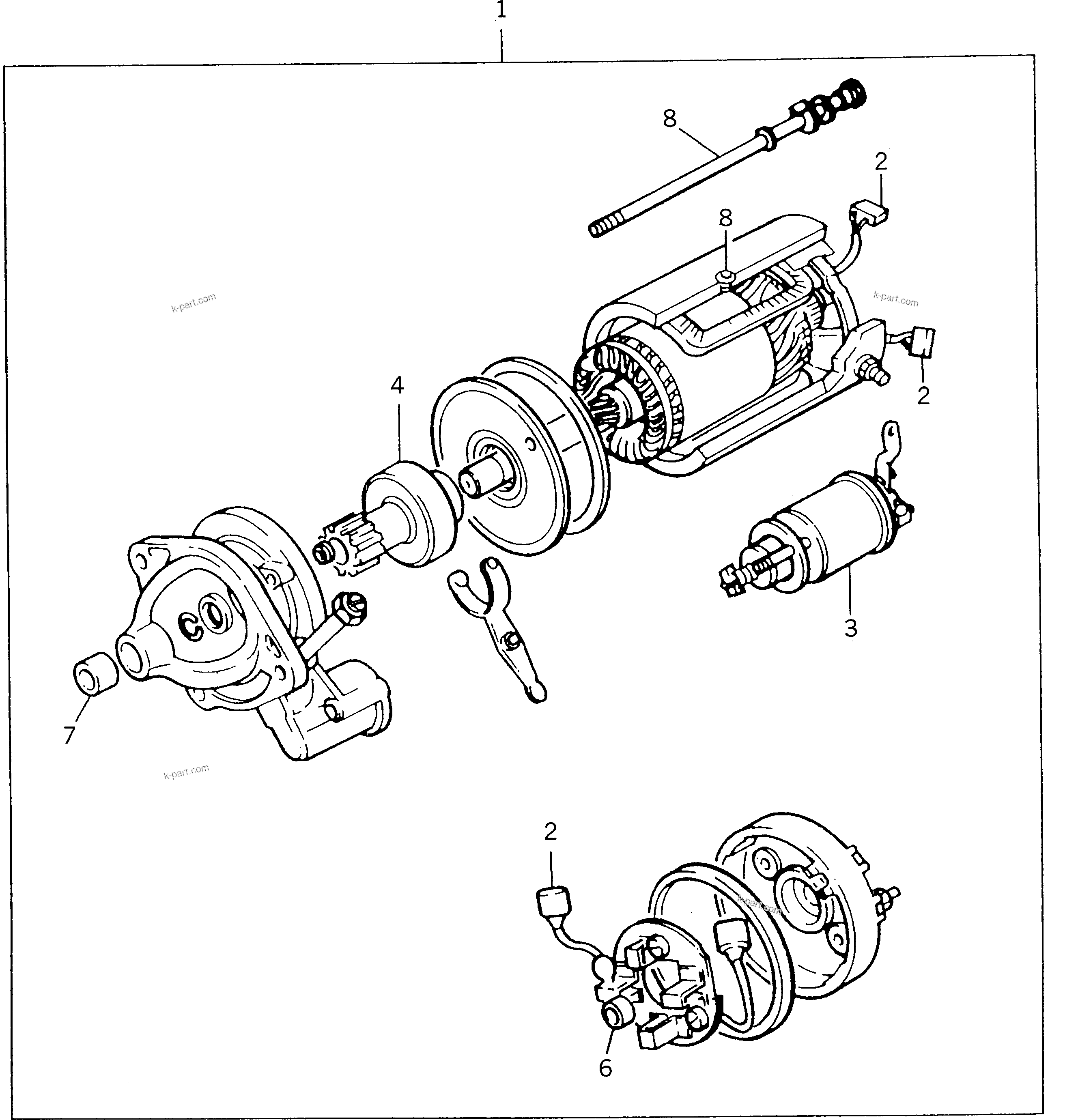 Komatsu parts book diagram for 1006-6TLR2-PC S/N U547826W-UP: STARTING MOTOR