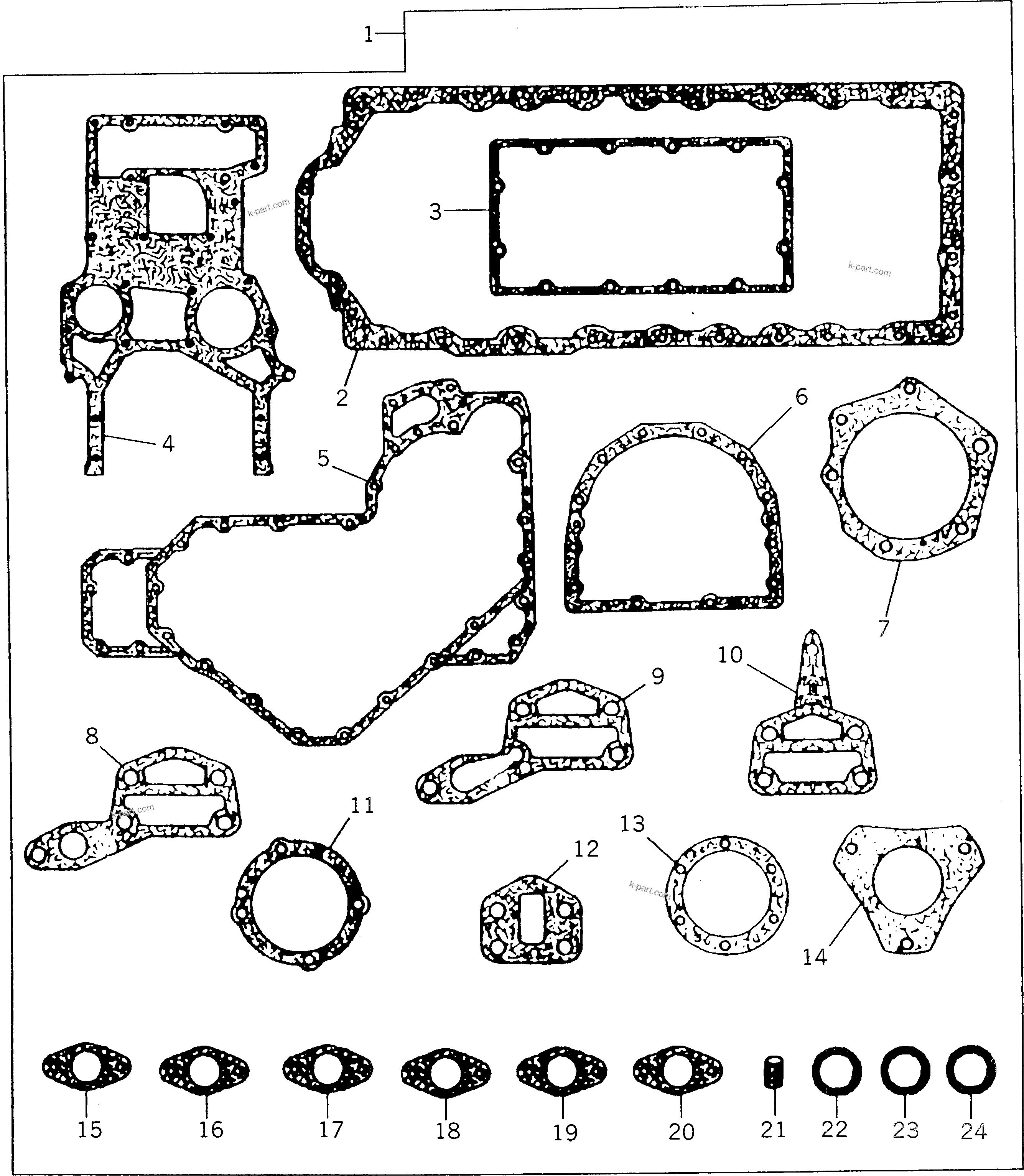 Komatsu parts book diagram for 1006-6TLR2-PC S/N U547826W-UP: JOINTS AND GASKETS - BOTTOM SERVICE KIT