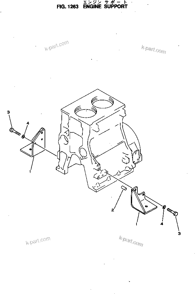 Komatsu parts book diagram for 2D94-2E S/N 20004-UP: ENGINE SUPPORT
