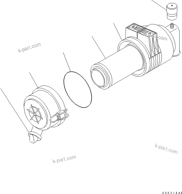 Komatsu parts book diagram for 3D67E-1A-MX S/N 5A6263-UP: AIR CLEANER (SINGLE ELEMENT)