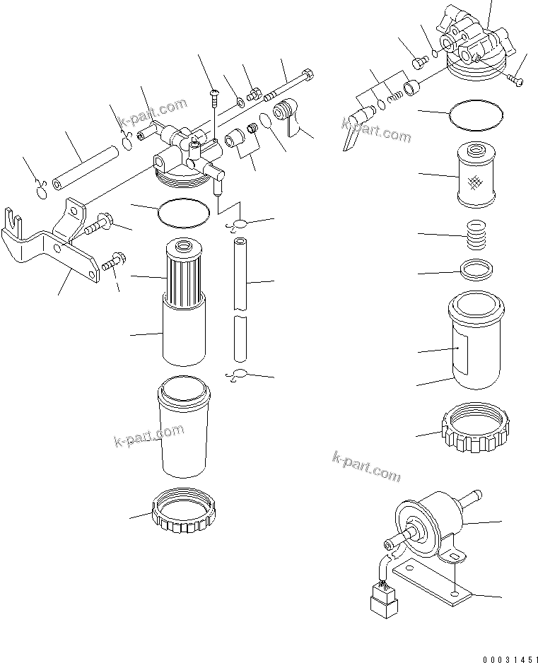 Komatsu parts book diagram for 3D67E-1A-MX S/N 5A6263-UP: FUEL FILTER AND WATER SEPARATOR