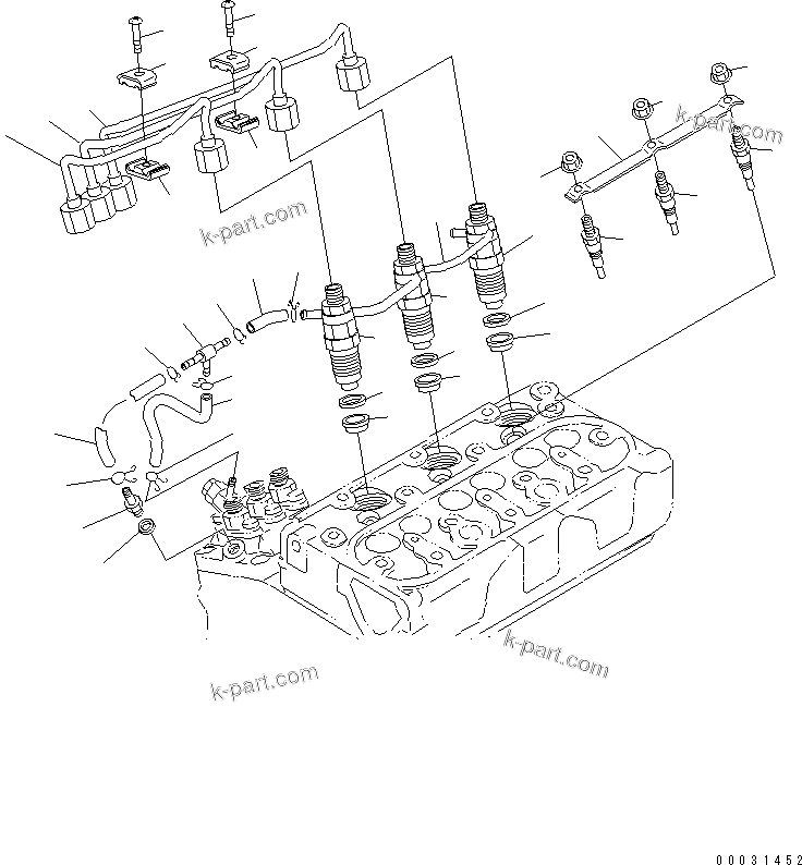 Komatsu parts book diagram for 3D67E-1A-MX S/N 5A6263-UP: NOZZLE HOLDER AND GLOW PLUG