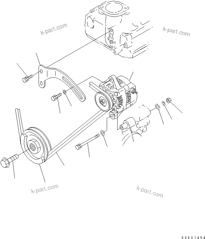 Komatsu parts book diagram for 3D67E-1A-MX S/N 5A6263-UP: ALTERNATOR AND MOUNTING