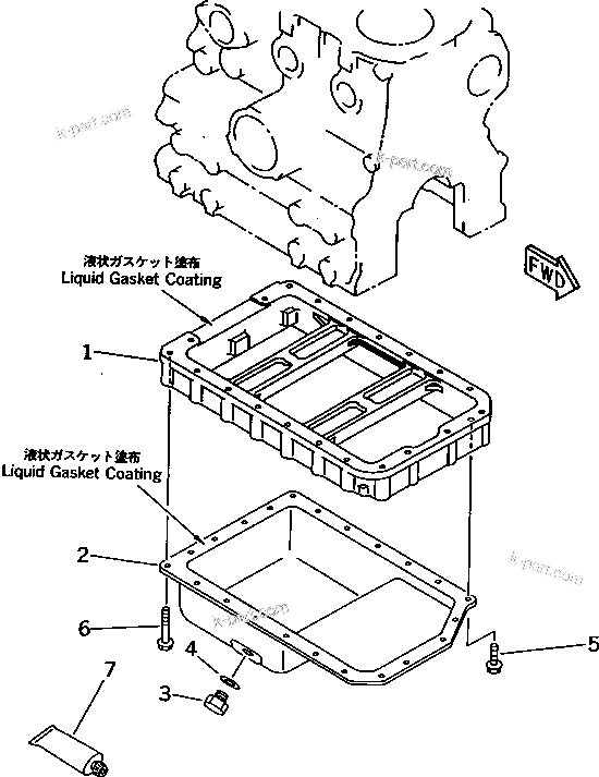 Komatsu parts book diagram for 3D66-1KB S/N 00613-UP: OIL PAN