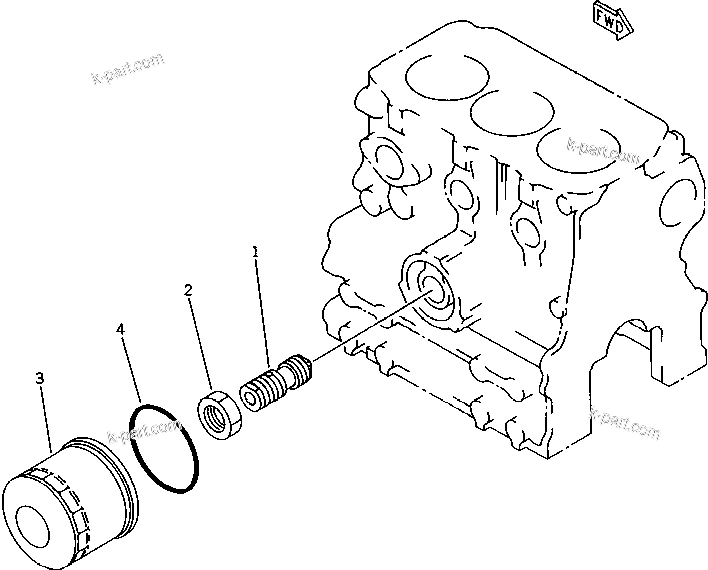 Komatsu parts book diagram for 3D66-1KB S/N 00613-UP: LUBRICATING OIL FILTER