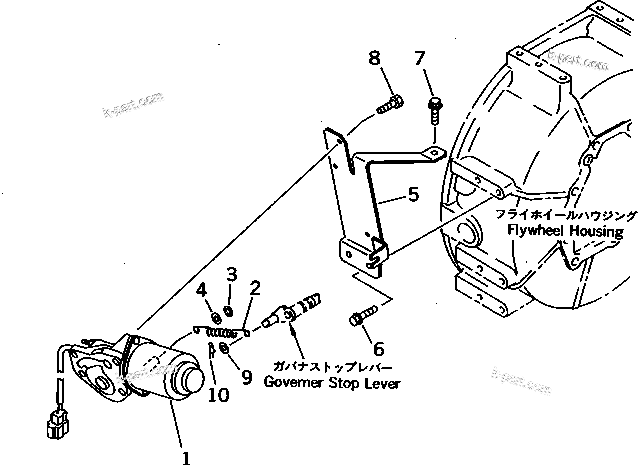 Komatsu parts book diagram for 3D66-1KB S/N 00613-UP: ENGINE STOP MOTOR