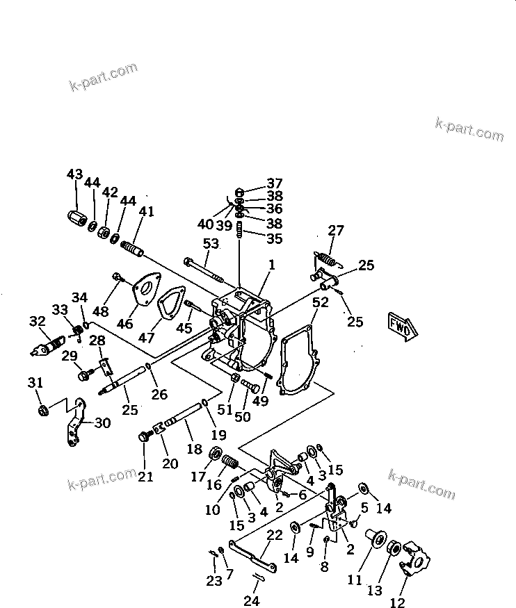 Komatsu parts book diagram for 3D66-1KB S/N 00613-UP: GOVERNOR CONTROL