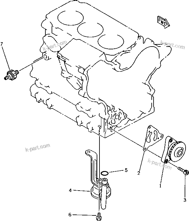 Komatsu parts book diagram for 3D68E-3B S/N 00101-UP: LUBRICATING OIL PUMP