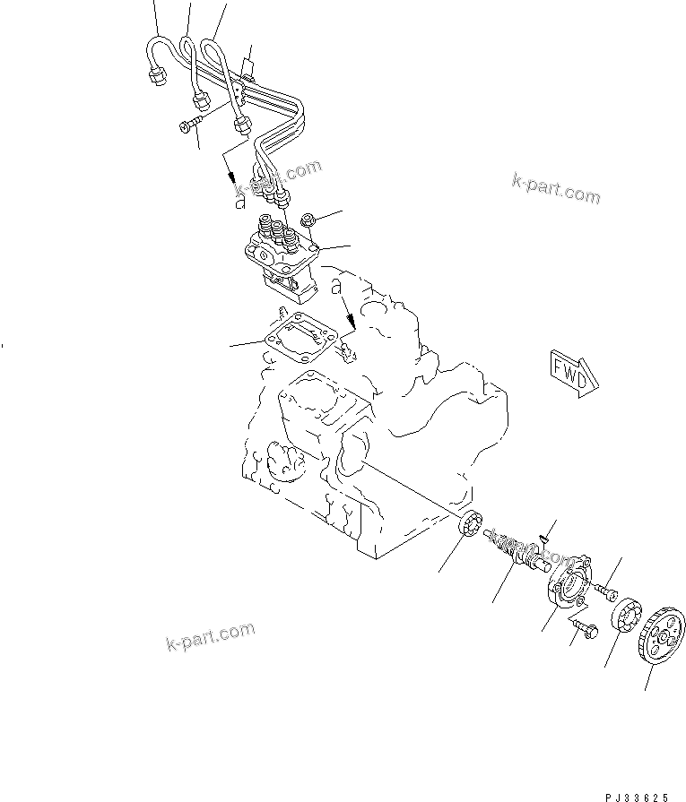 Komatsu parts book diagram for 3D68E-3B S/N 00101-UP: FUEL INJECTION PUMP AND PIPING