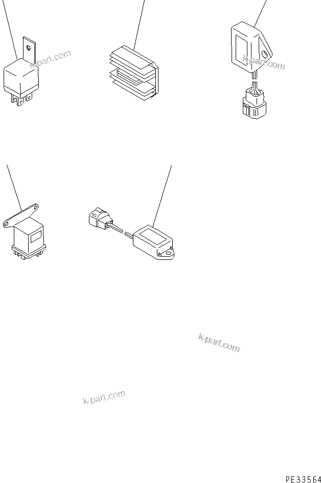 Komatsu parts book diagram for 3D68E-3B S/N 00101-UP: SAFETY RELAY ? CURRENT LIMITER ? CHARGE INDICATOR ? GROW RELAY AND  TIMER
