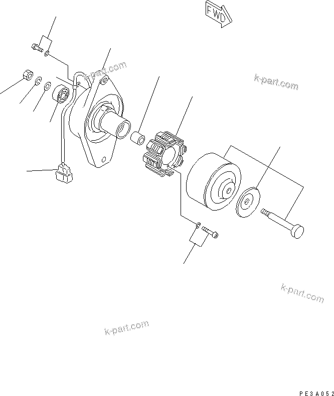 Komatsu parts book diagram for 3D68E-3B S/N 00101-UP: ALTERNATOR (20A)