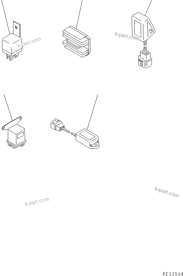Komatsu parts book diagram for 3D74E-3A S/N 00101-UP: SAFETY RELAY ? CURRENT LIMITER ? CHARGE INDICATOR ? GROW RELAY AND  TIMER