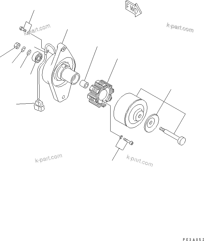 Komatsu parts book diagram for 3D74E-3A S/N 00101-UP: ALTERNATOR (20A)
