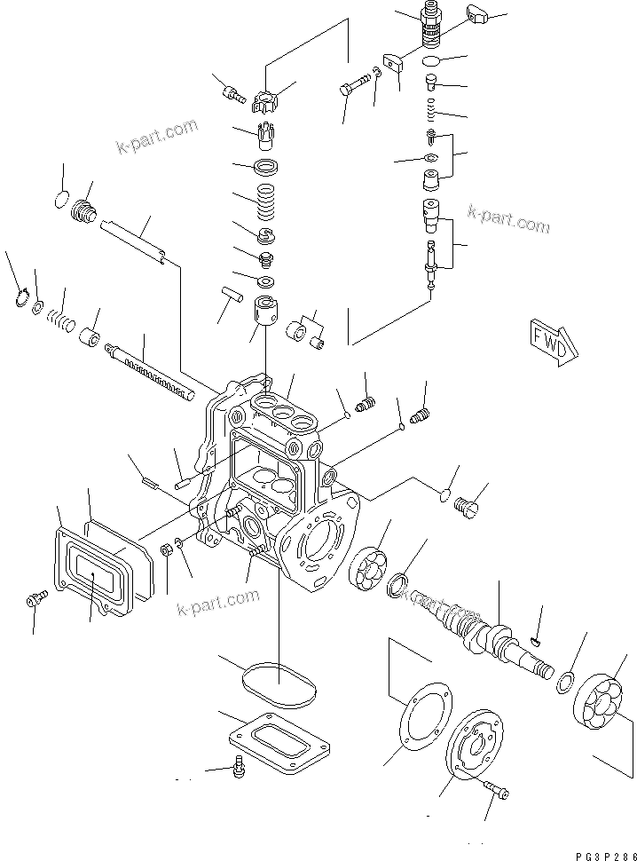 Komatsu parts book diagram for 3D75-2D S/N 03044-UP: FUEL INJECTION PUMP