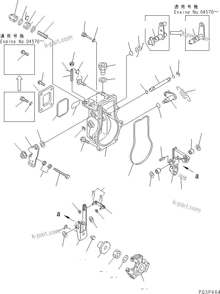 Komatsu parts book diagram for 3D75-2D S/N 03044-UP: GOVERNOR