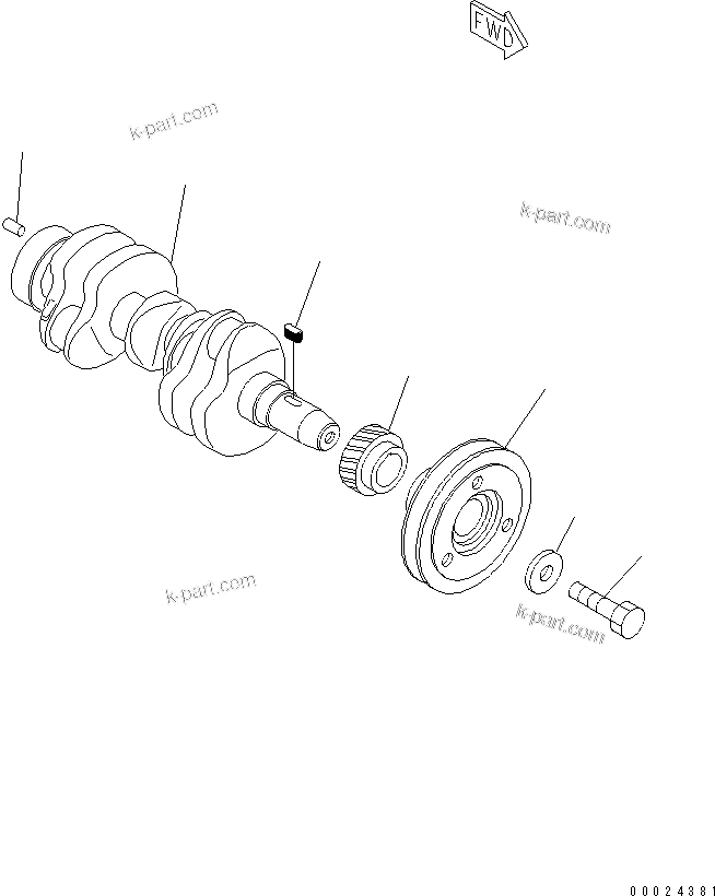 Komatsu parts book diagram for 3D76E-5N-BA S/N 00101-UP: CRANKSHAFT