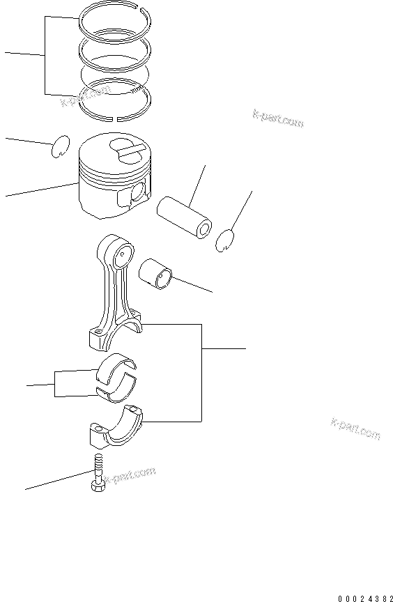 Komatsu parts book diagram for 3D76E-5N-BA S/N 00101-UP: PISTON AND CONNECTING ROD