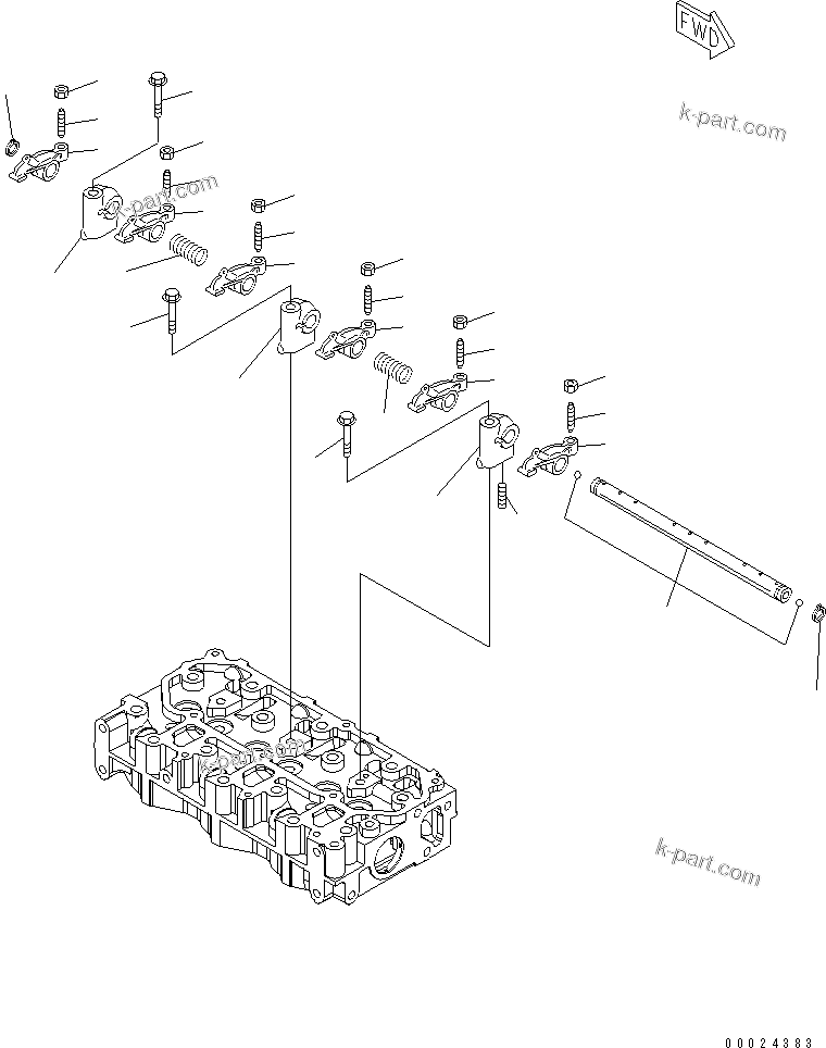 Komatsu parts book diagram for 3D76E-5N-BA S/N 00101-UP: ROCKER ARM