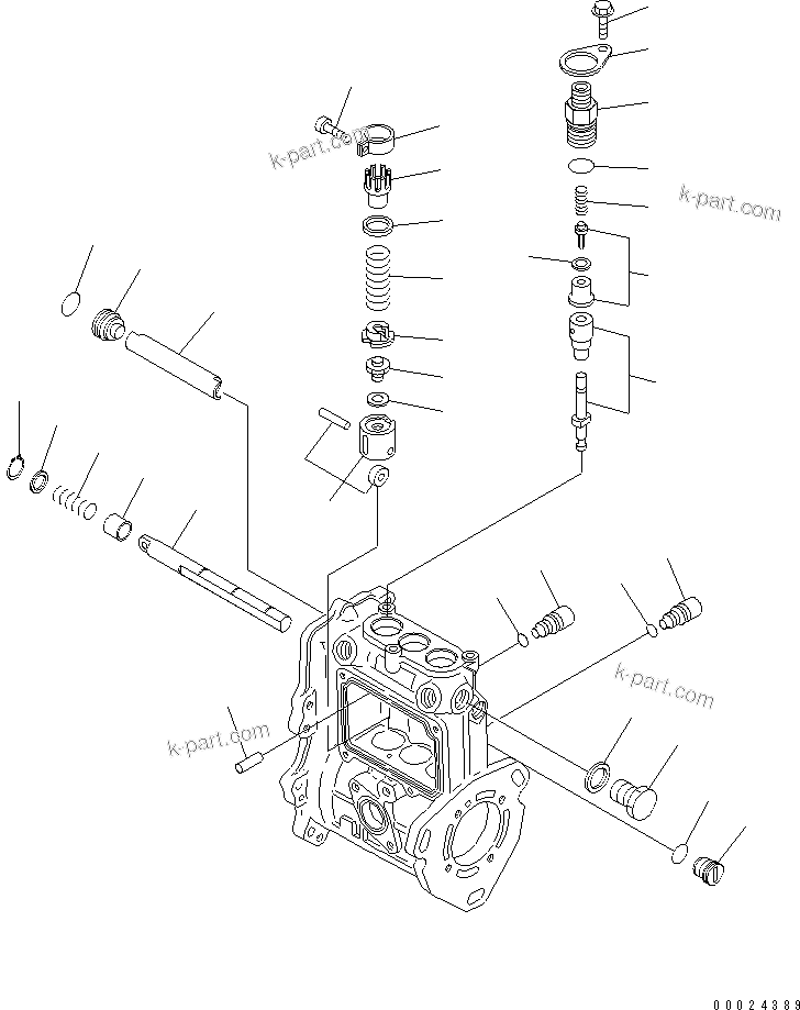 Komatsu parts book diagram for 3D76E-5N-BA S/N 00101-UP: FUEL INJECTION PUMP (PUMP) (2/2) (INNER PARTS)