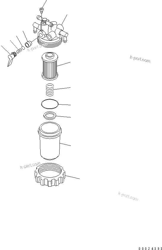 Komatsu parts book diagram for 3D76E-5N-BA S/N 00101-UP: FUEL FILTER