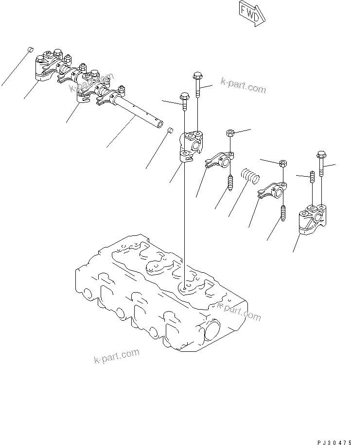 Komatsu parts book diagram for 3D78-1D S/N 01589-UP: ROCKER ARM